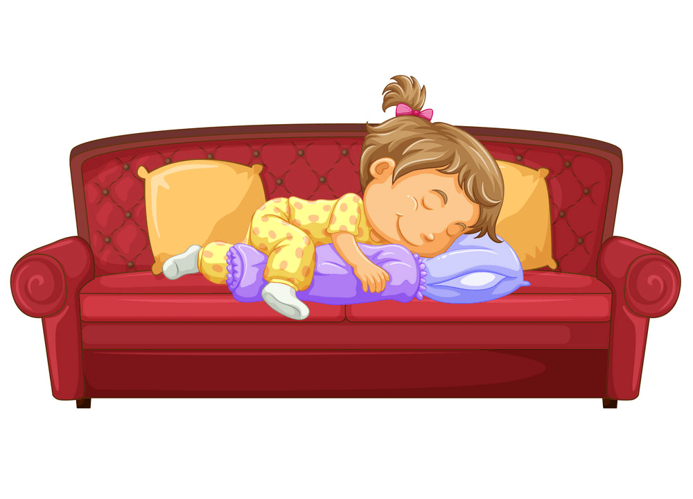 Little Girl Sleeping on Couch clipart