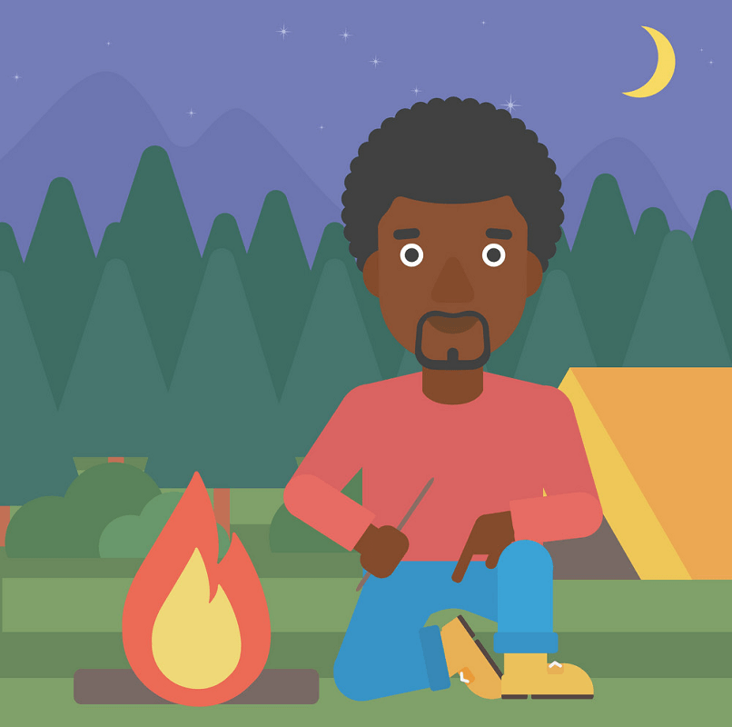 Man and Campfire clipart