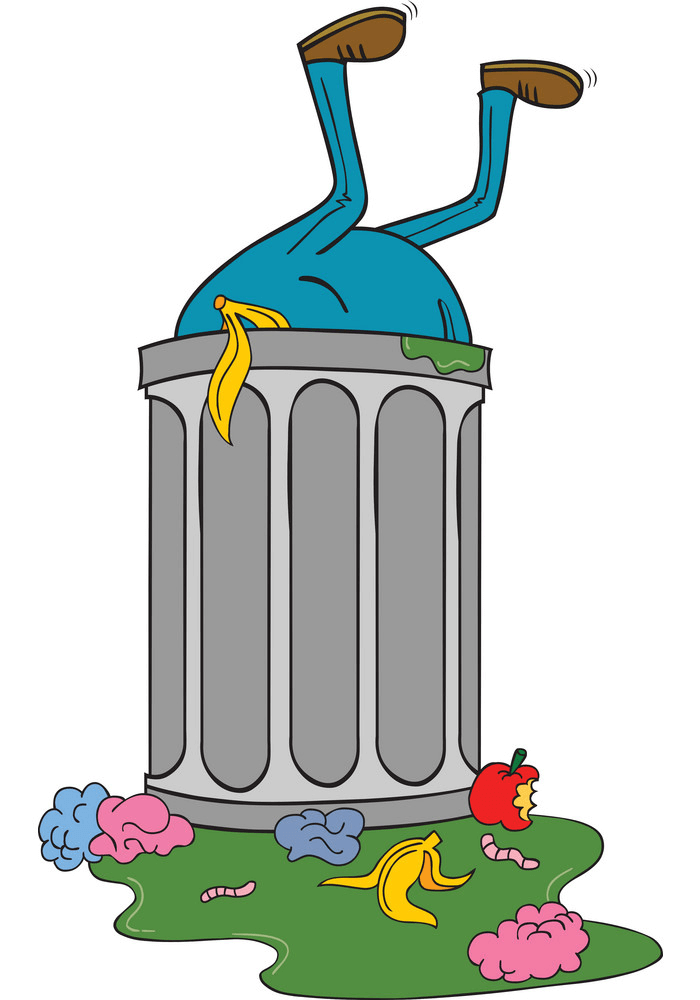 Man in Trash Can clipart