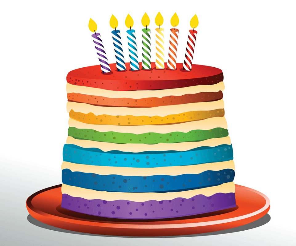 Rainbow Birthday Cake clipart