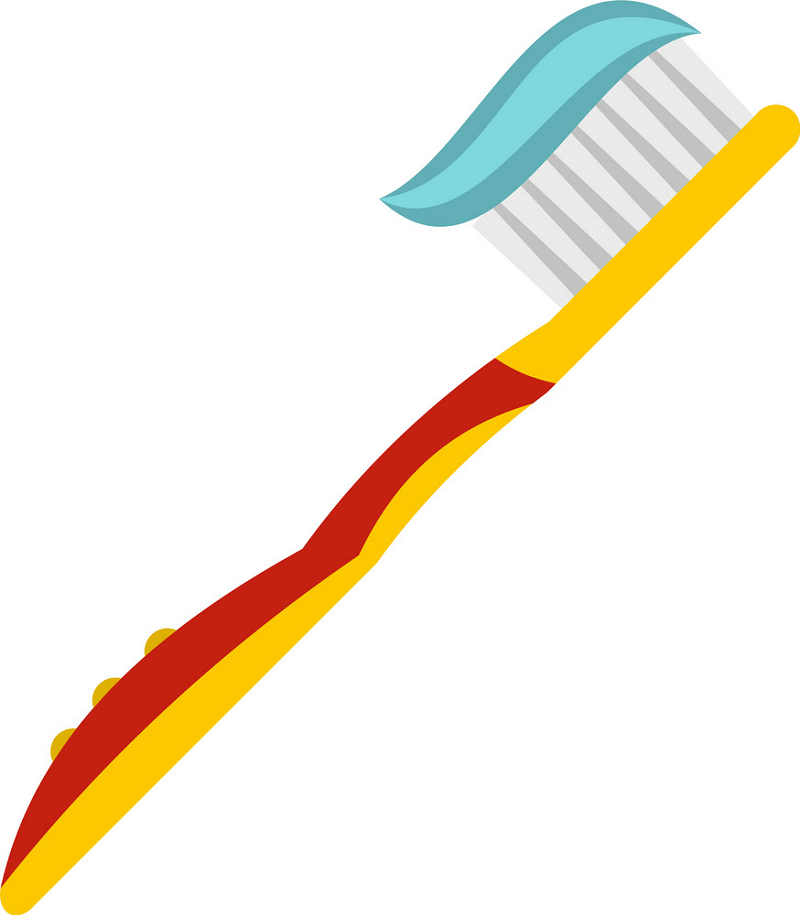 Red and Yellow Toothbrush clipart