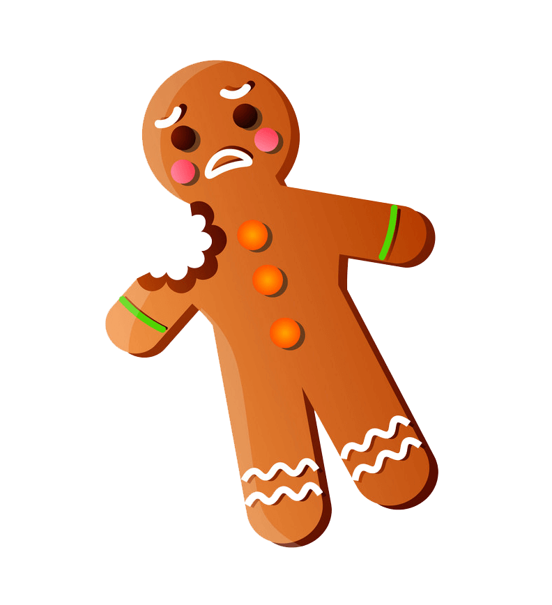 Sad Gingerbread Man with Bite clipart transparent