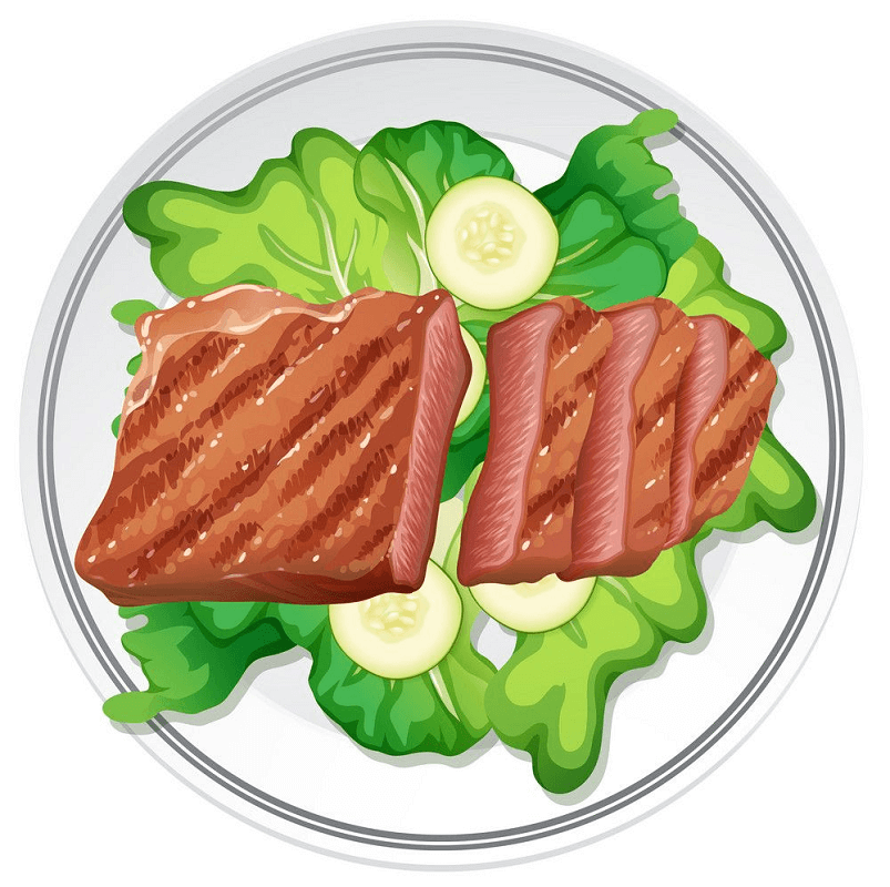 Salad and Beef Steak clipart