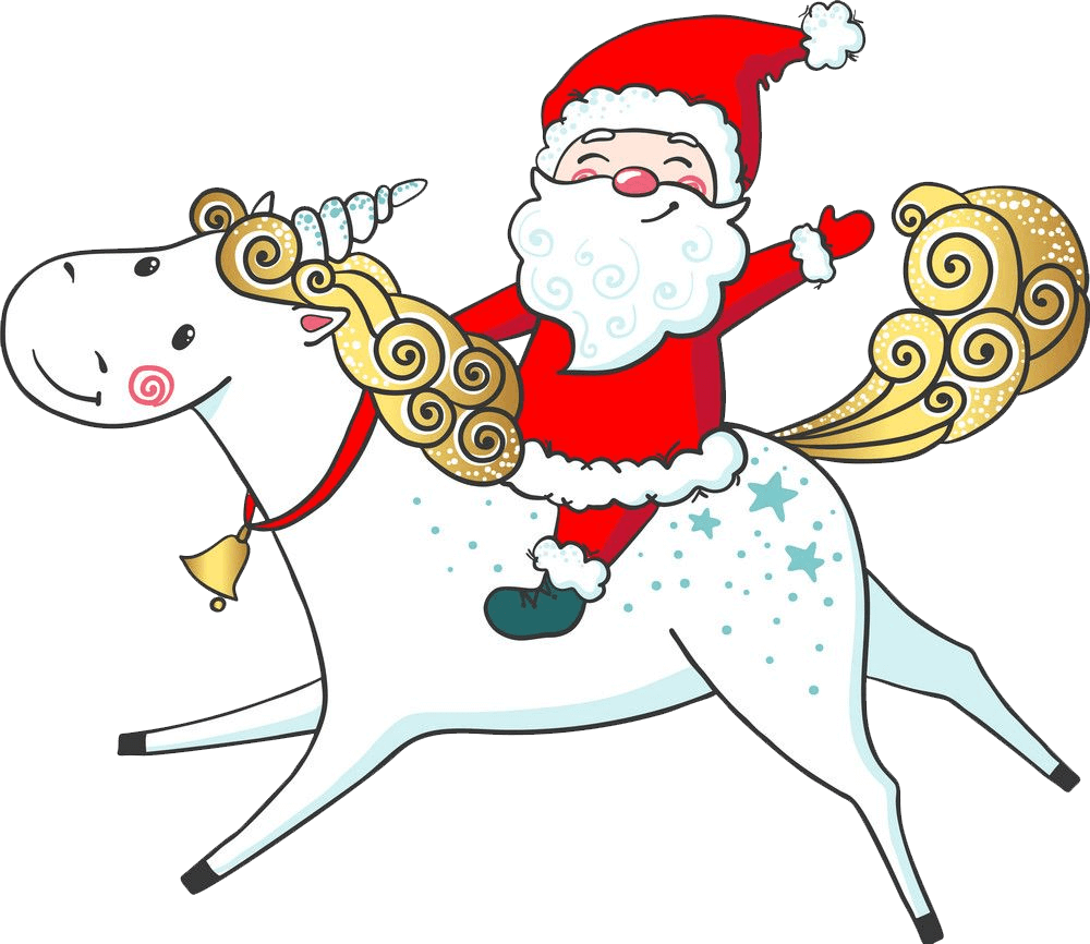 Santa Claus Riding Unicorn clipart transparent