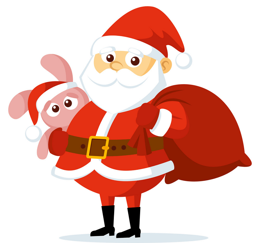Santa Claus with Pink Bunny clipart