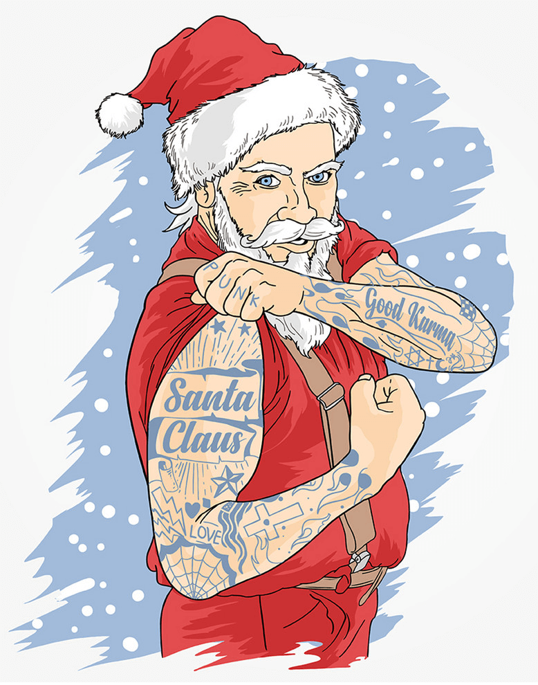 Santa Claus with Tattoo clipart