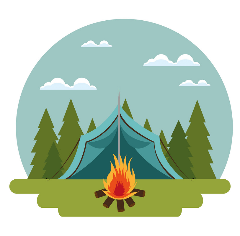 Tent and Campfire clipart