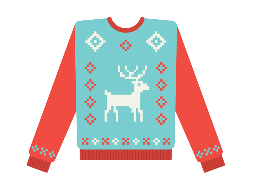 Ugly Christmas Sweater with Deer clipart transparent