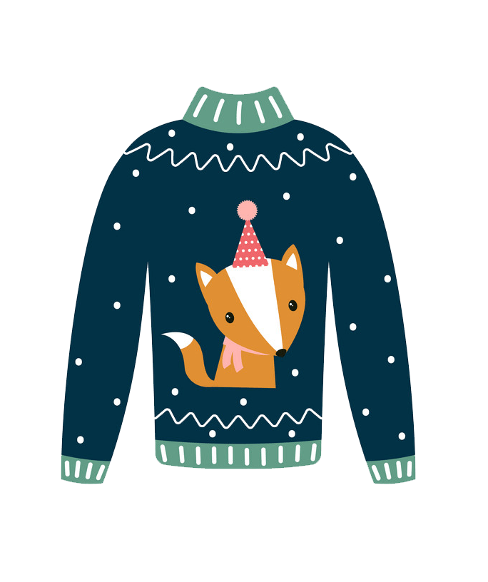 Ugly Christmas Sweater with Fox clipart transparent