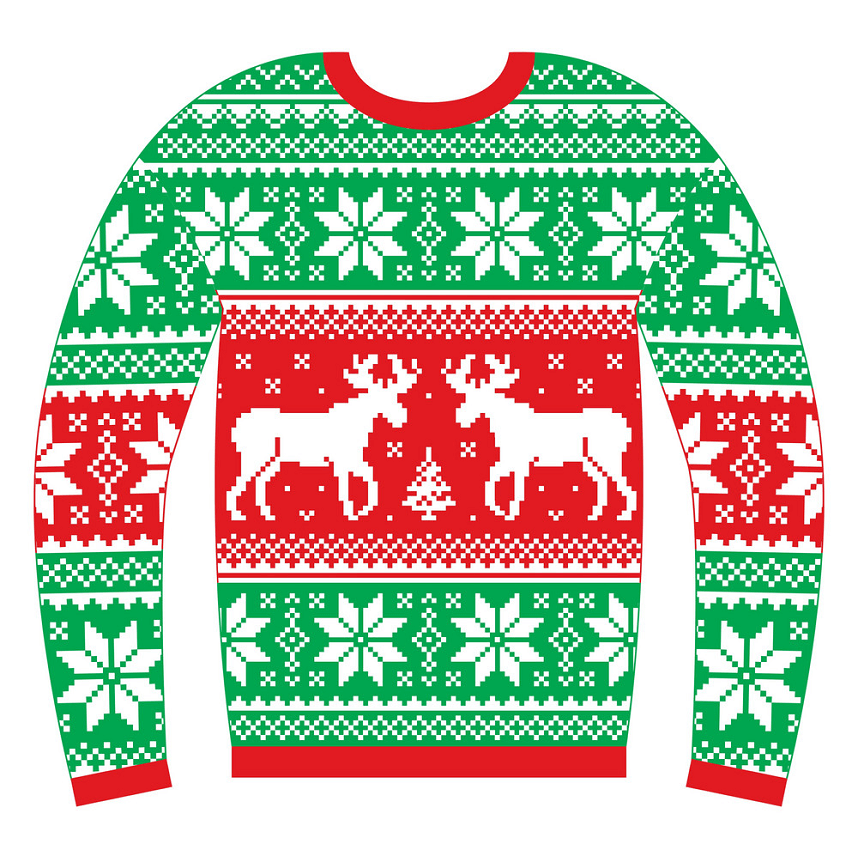Ugly Christmas Sweater with Reindeer clipart