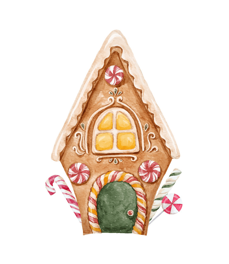 Watercolor Gingerbread House clipart