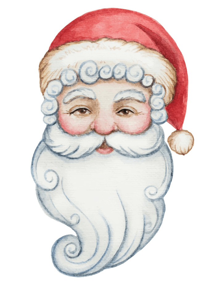 Watercolor Santa Claus Face clipart