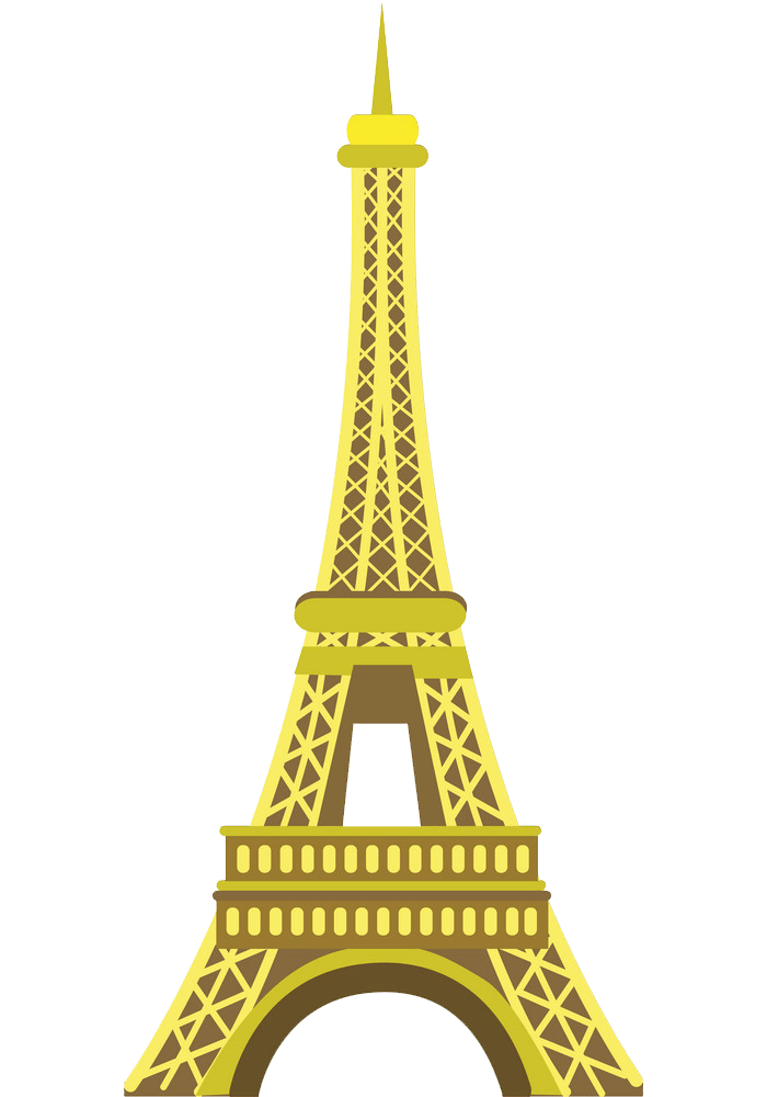 Yellow Eiffel Tower clipart transparent