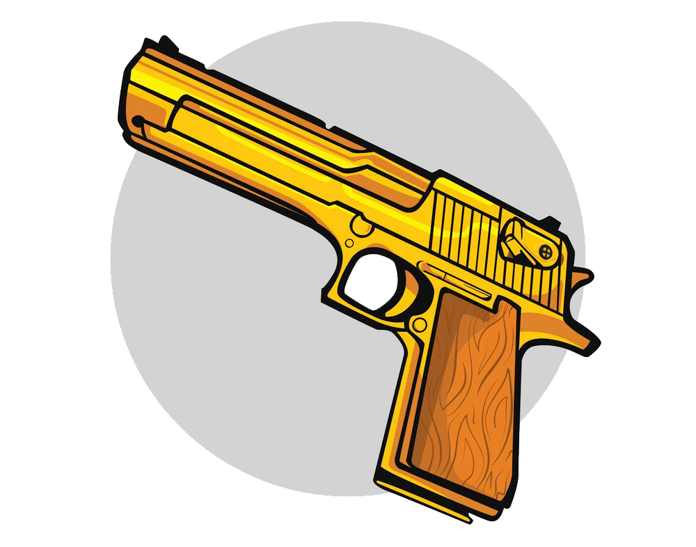 gold pistol gun clipart transparent