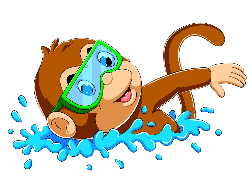 A Monkey Swimming clipart transparent