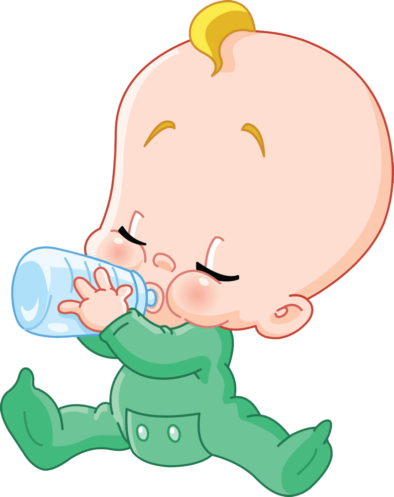 Baby with Baby Bottle clipart transparent