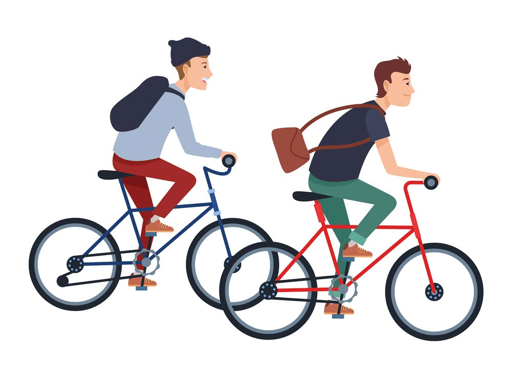 Boys Riding bike clipart