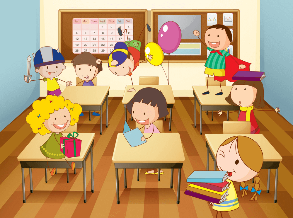 Children in Classroom clipart