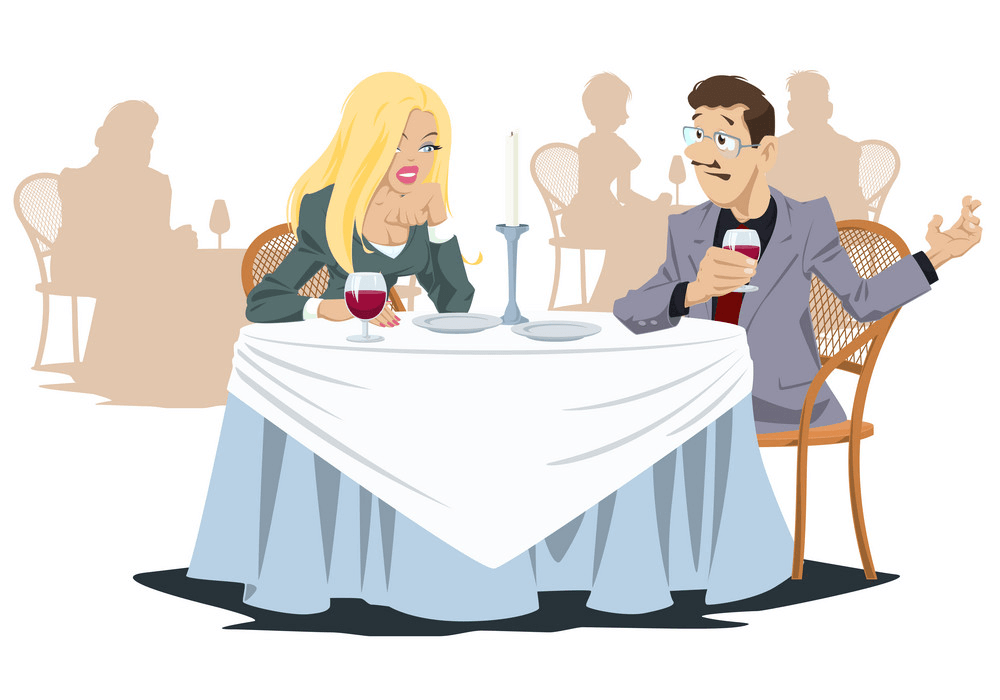 Couple in Restaurant clipart 1