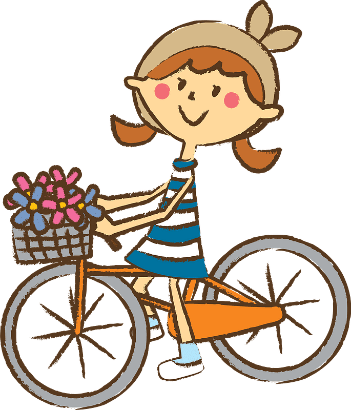 Free Girl on Bike clipart png