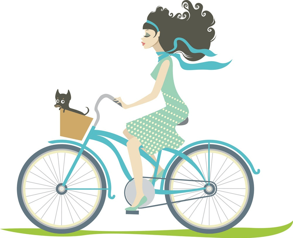 Girl Riding Bike clipart