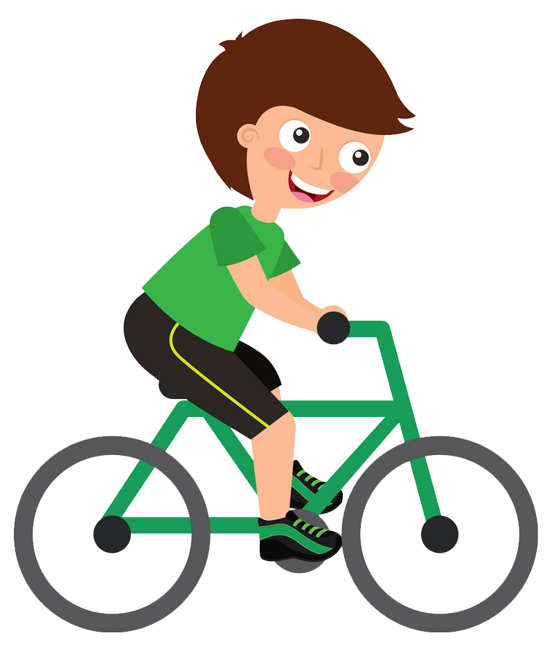 Happy Boy Riding Bike clipart transparent