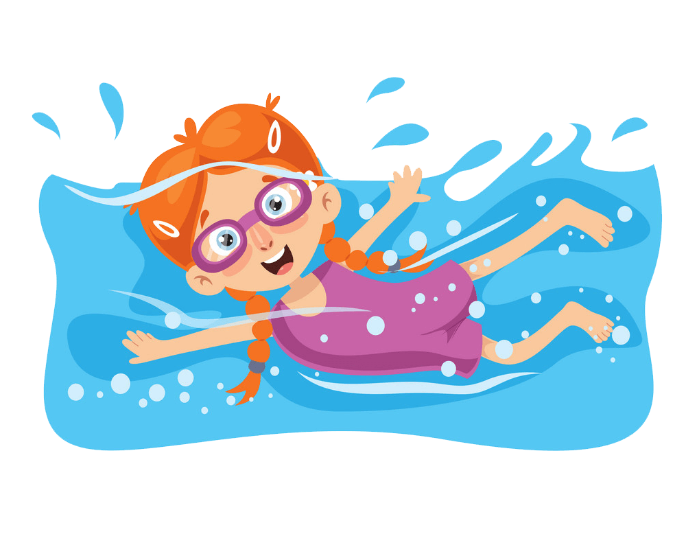 Happy Girl Swimming clipart transparent