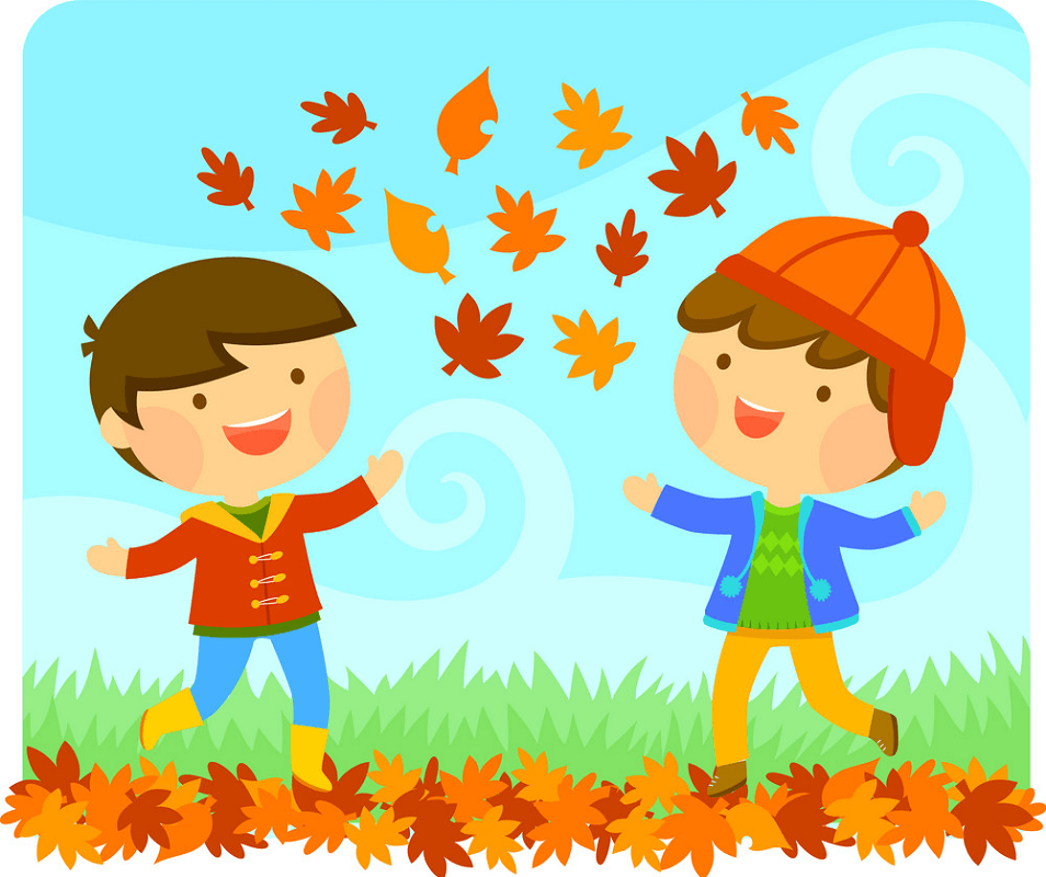 Kids with Autumn clipart