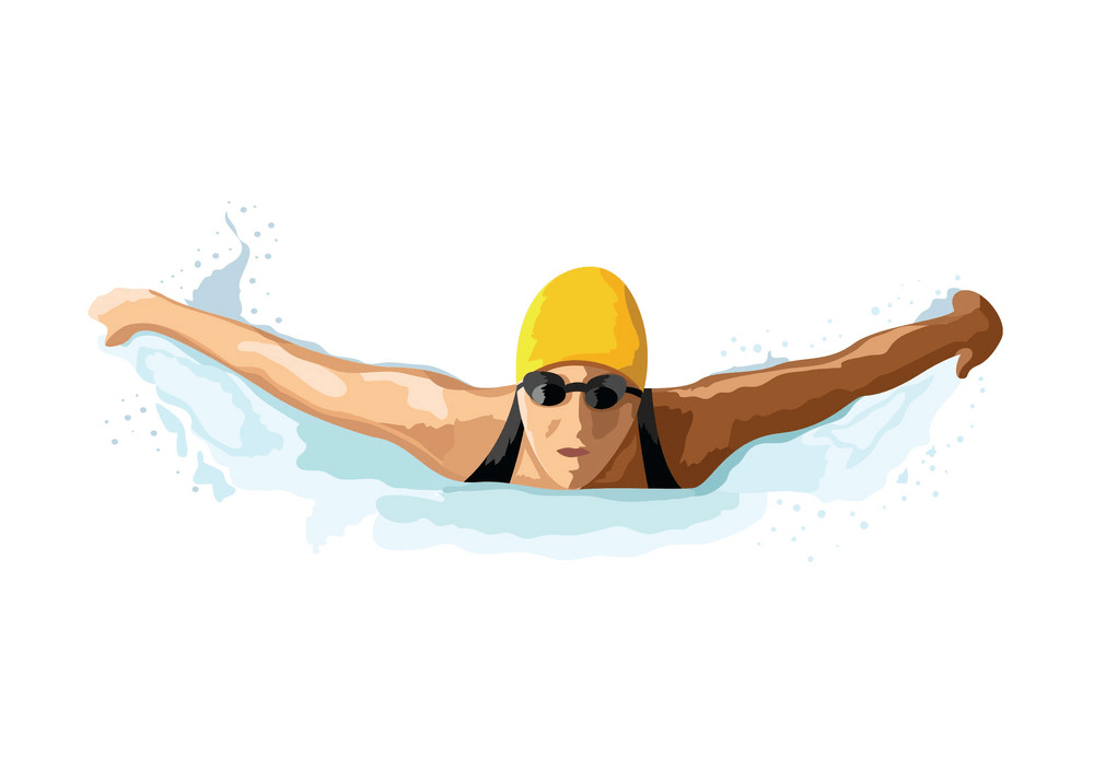 Lady Swimming clipart