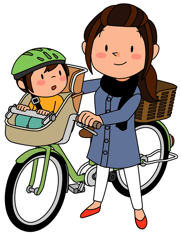 Mom and Son on Bike clipart
