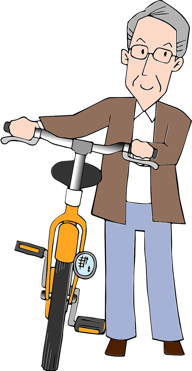 Old Man with Bike clipart