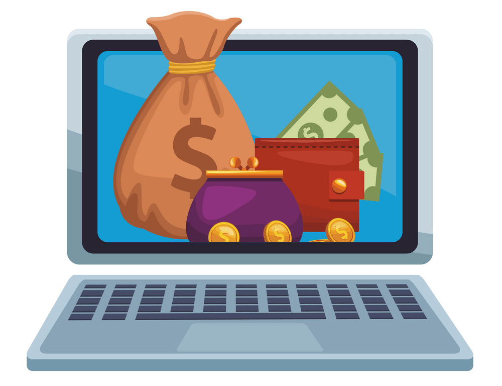 Online Money on Laptop clipart