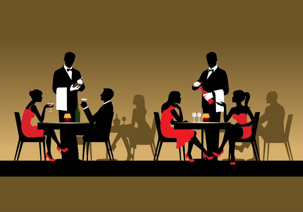 Silhouettes People in Restaurant clipart