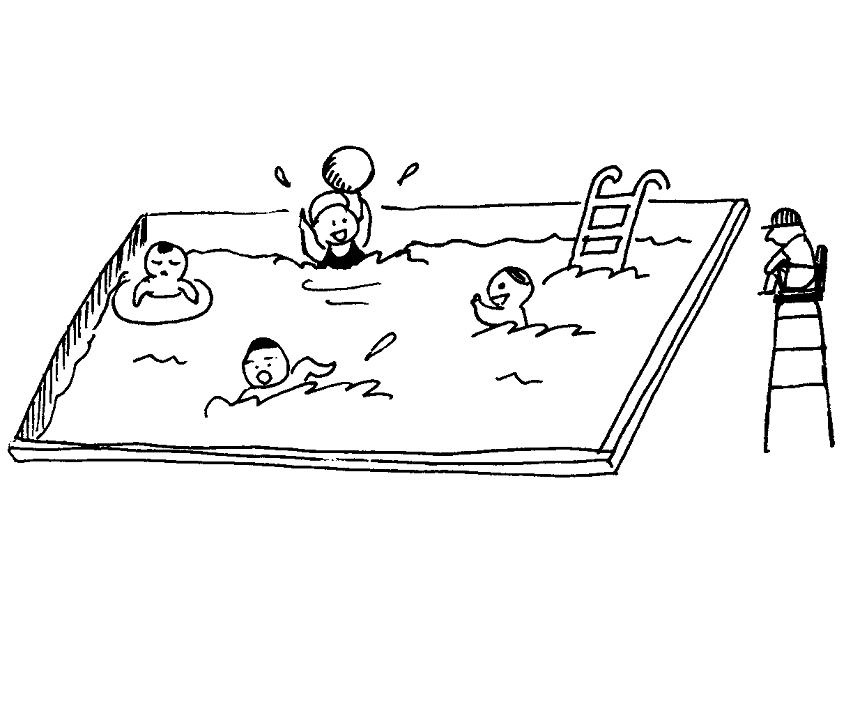 Swimming Clipart Black and White 2