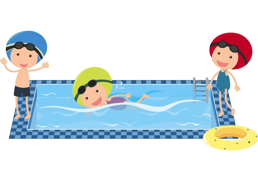 Three Kids Go Swimming clipart