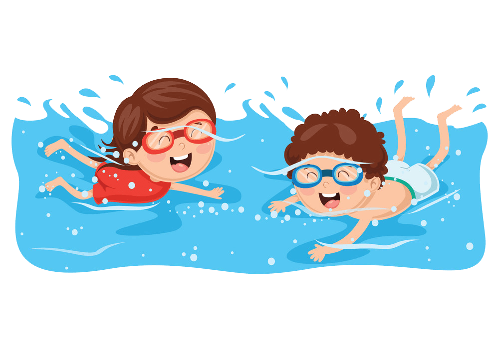 Two Kids Swimming clipart transparent
