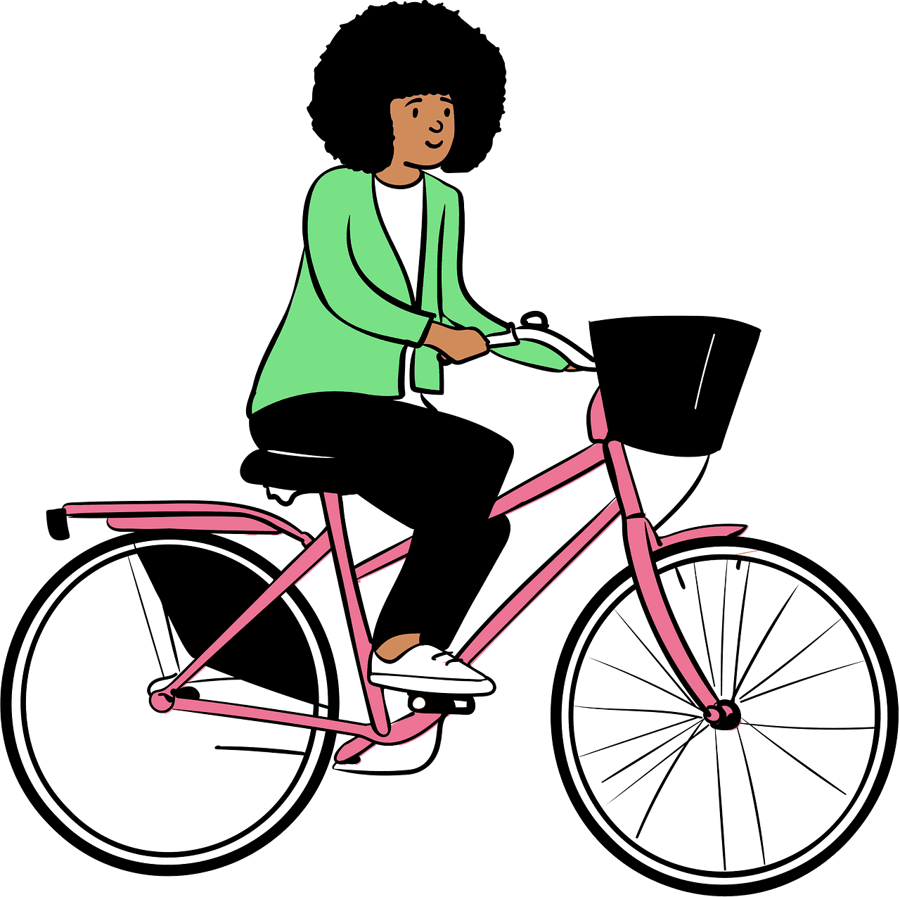 Woman Riding Bike clipart