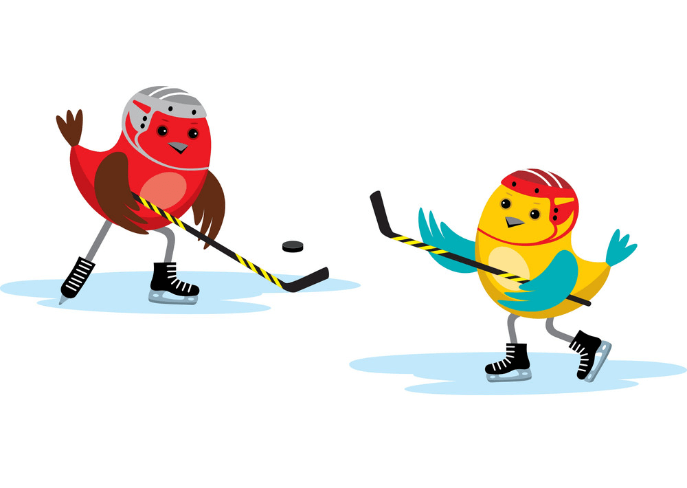 Birds Playing Hockey clipart