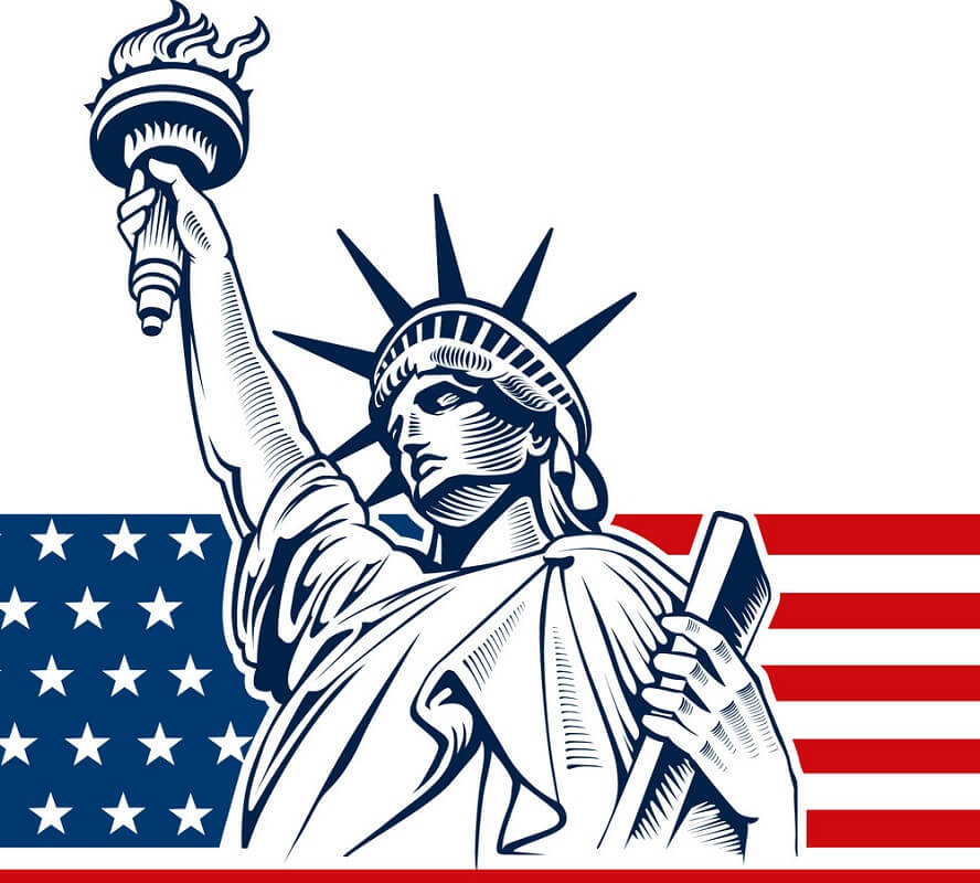 USA Flag with Statue of Liberty clipart