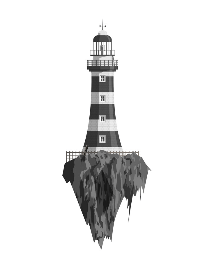 Black and White Lighthouse clipart