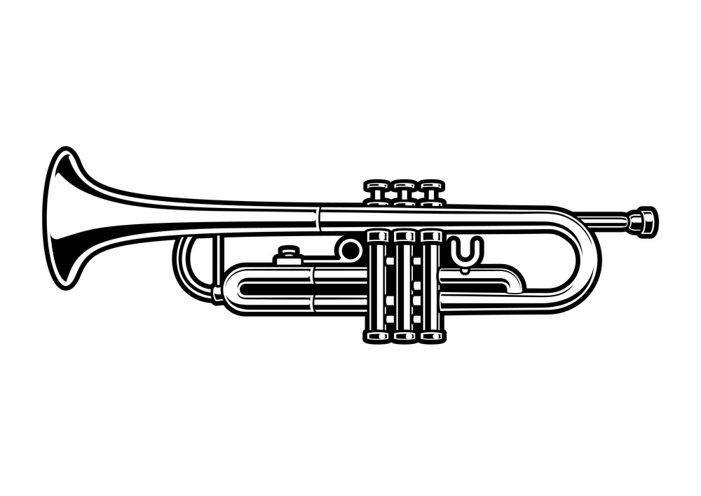 Black and White Trumpet clipart