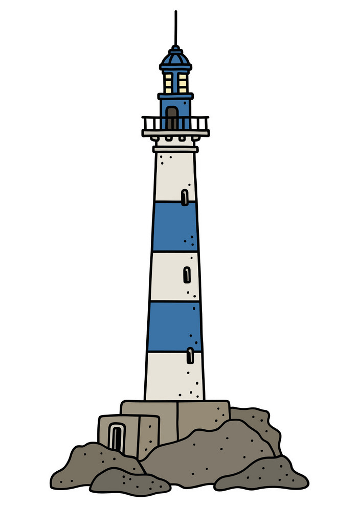 Blue and White Lighthouse clipart