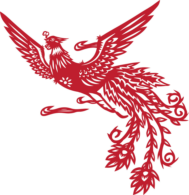 Chinese Red Phoenix clipart