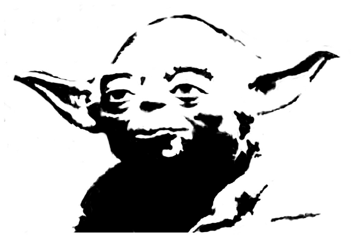 Cute Yoda Clipart black and white 2