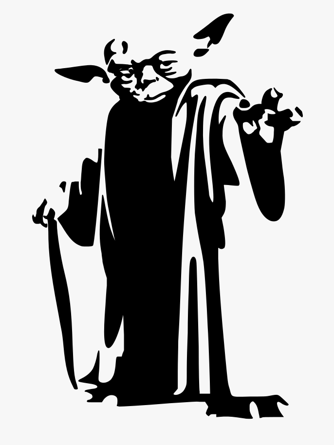 Cute Yoda Clipart black and white 3