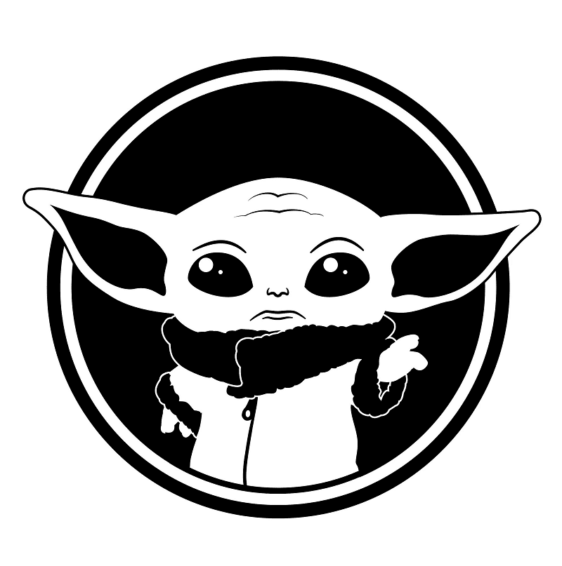 Cute Yoda Clipart black and white 5