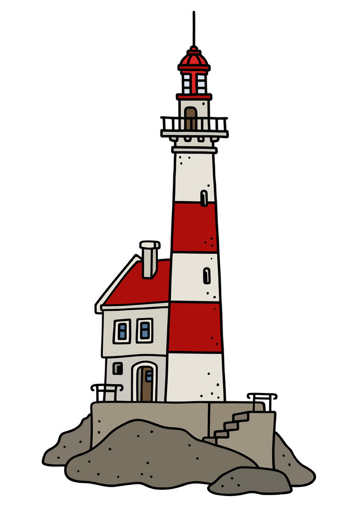 Red and White Lighthouse clipart
