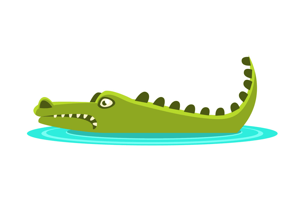 Alligator in Water clipart 1