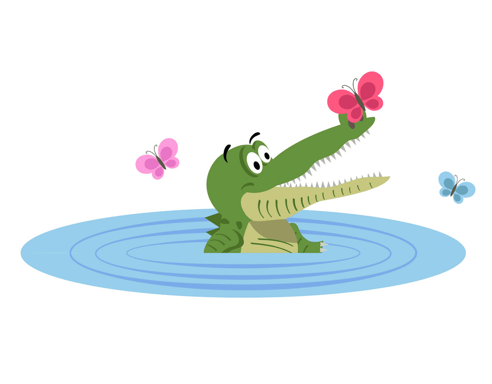 Alligator in Water clipart 2