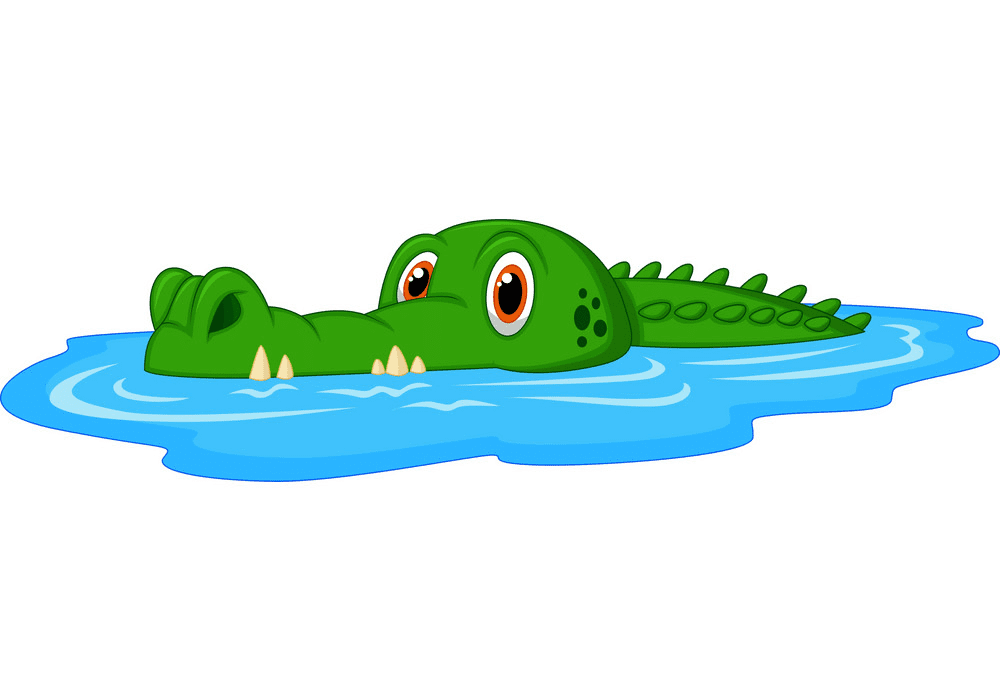 Alligator in Water clipart free